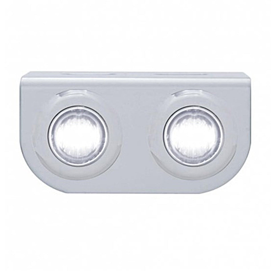 Stainless Steel Light Bracket w/ 2 X 3 LED 3/4" Mini Lights - Amber, Red, Blue or White LEDs (Amber or Clear Lens)
