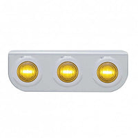 Stainless Steel Light Bracket w/ 3 X 3 LED 3/4" Mini Lights - Amber, Red, Blue or White LEDs (Amber or Clear Lens)