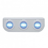 Stainless Steel Light Bracket w/ 3 X 3 LED 3/4" Mini Lights - Amber, Red, Blue or White LEDs (Amber or Clear Lens)