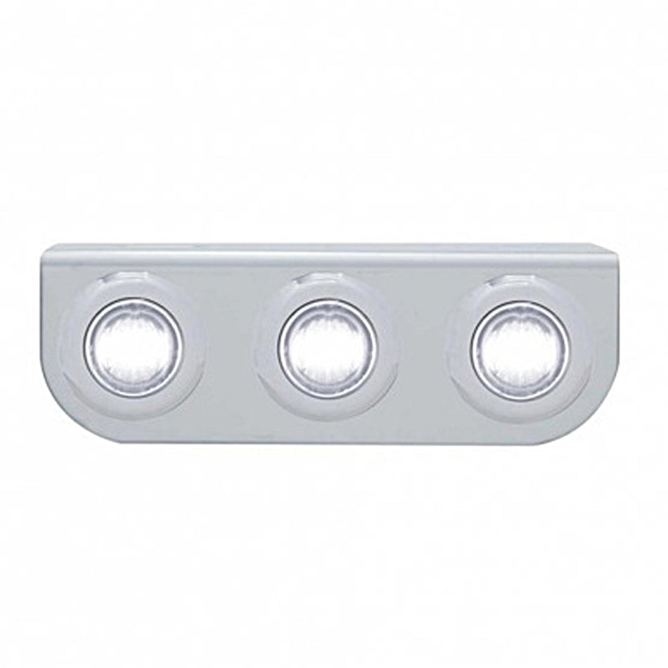 Stainless Steel Light Bracket w/ 3 X 3 LED 3/4" Mini Lights - Amber, Red, Blue or White LEDs (Amber or Clear Lens)
