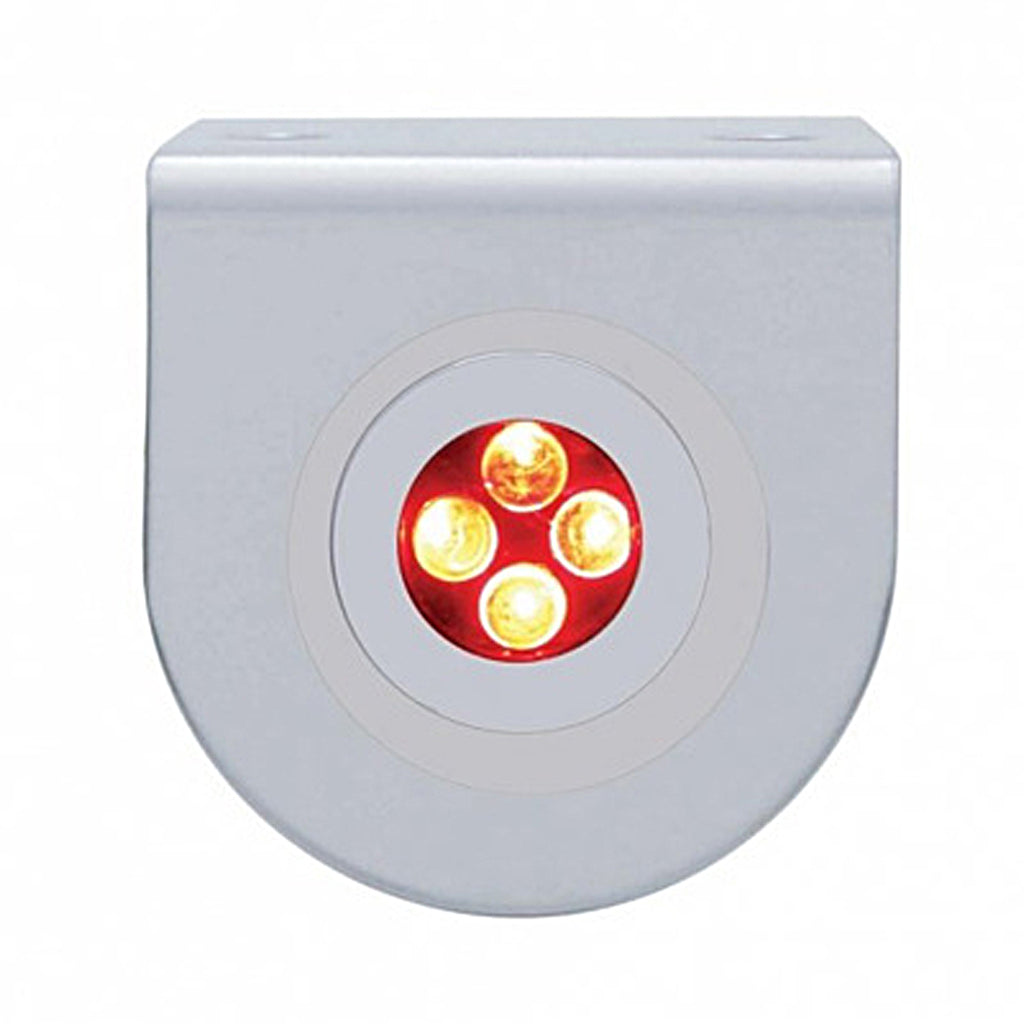 Stainless Steel Light Bracket w/ 4 LED Fastener Light - Red LEDs (Clear Lens)