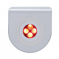 Stainless Steel Light Bracket w/ 4 LED Fastener Light - Red LEDs (Clear Lens)
