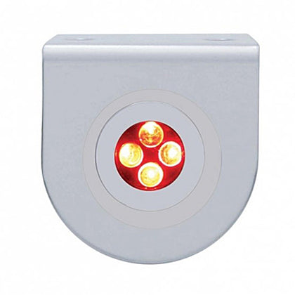 Stainless Steel Light Bracket w/ 4 LED Fastener Light - Red LEDs (Clear Lens)