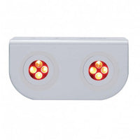 Stainless Steel Light Bracket w/ 2 X 4 LED Fastener Lights - Red LEDs (Clear Lens)