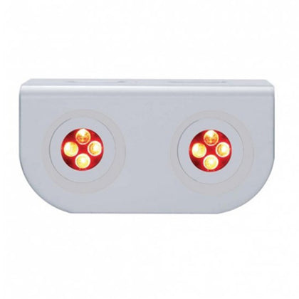 Stainless Steel Light Bracket w/ 2 X 4 LED Fastener Lights - Red LEDs (Clear Lens)