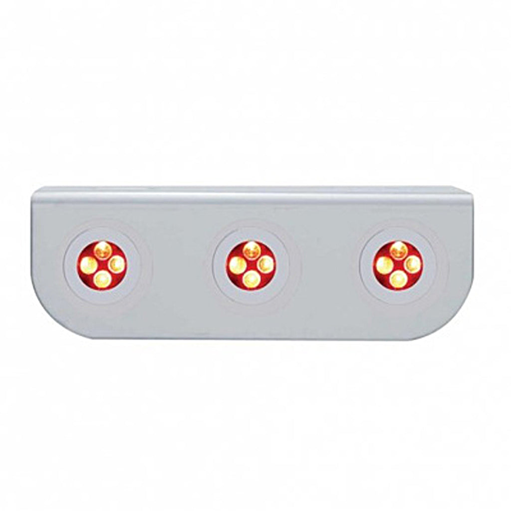 Stainless Steel Light Bracket w/ 3 X 4 LED Fastener Lights - Red LEDs (Clear Lens)