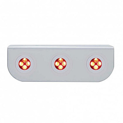 Stainless Steel Light Bracket w/ 3 X 4 LED Fastener Lights - Red LEDs (Clear Lens)