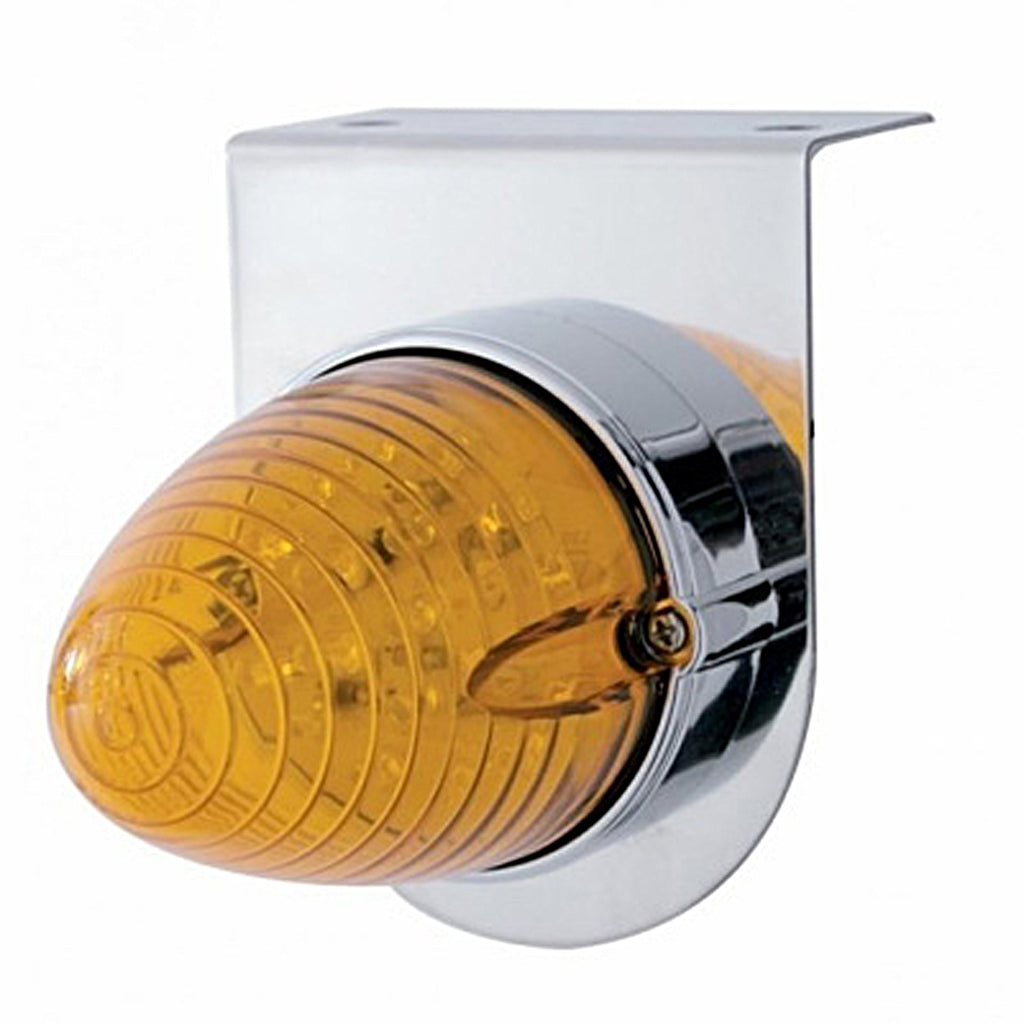 Stainless Steel Light Bracket w/ 19 LED Beehive Light - Amber LEDs (Amber or Clear Lens)