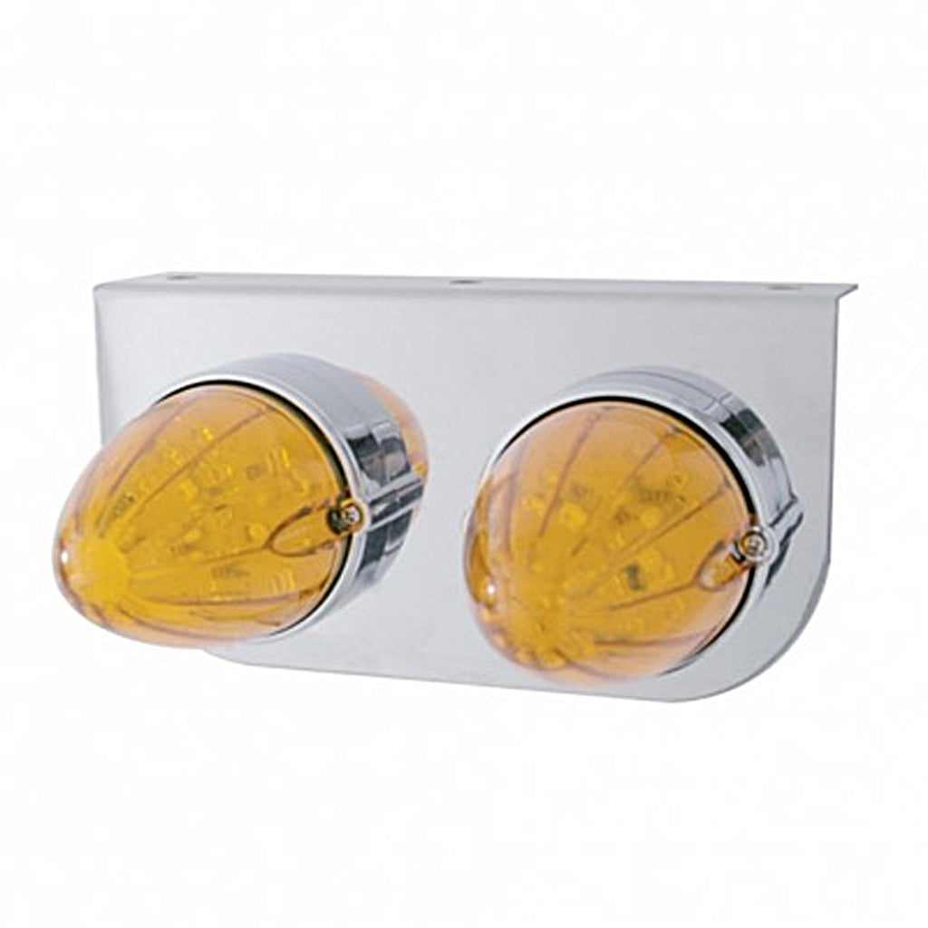 Stainless Steel Light Bracket w/ 2 X 19 LED Watermelon Lights - Amber LEDs (Amber or Clear Lens)