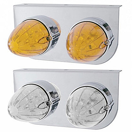 Stainless Steel Light Bracket w/ 2 X 19 LED Watermelon Lights - Amber LEDs (Amber or Clear Lens)