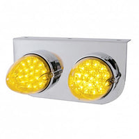 Stainless Steel Light Bracket w/ 2 X 19 LED Reflector Lights - Amber LEDs (Amber or Clear Lens)