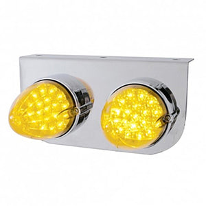 Stainless Steel Light Bracket w/ 2 X 19 LED Reflector Lights - Amber LEDs (Amber or Clear Lens)