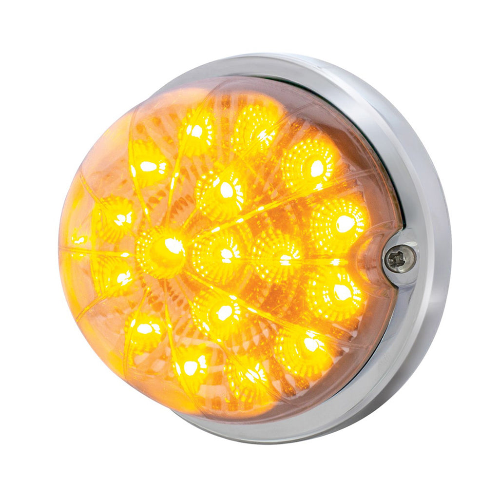 17 LED Dual Function Watermelon Clear Reflector Flush Mount Kit - Amber or Red LEDs (Clear Lens)