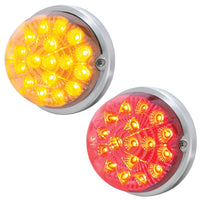 17 LED Dual Function Watermelon Clear Reflector Flush Mount Kit - Amber or Red LEDs (Clear Lens)
