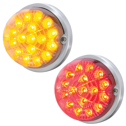 17 LED Dual Function Watermelon Clear Reflector Flush Mount Kit - Amber or Red LEDs (Clear Lens)