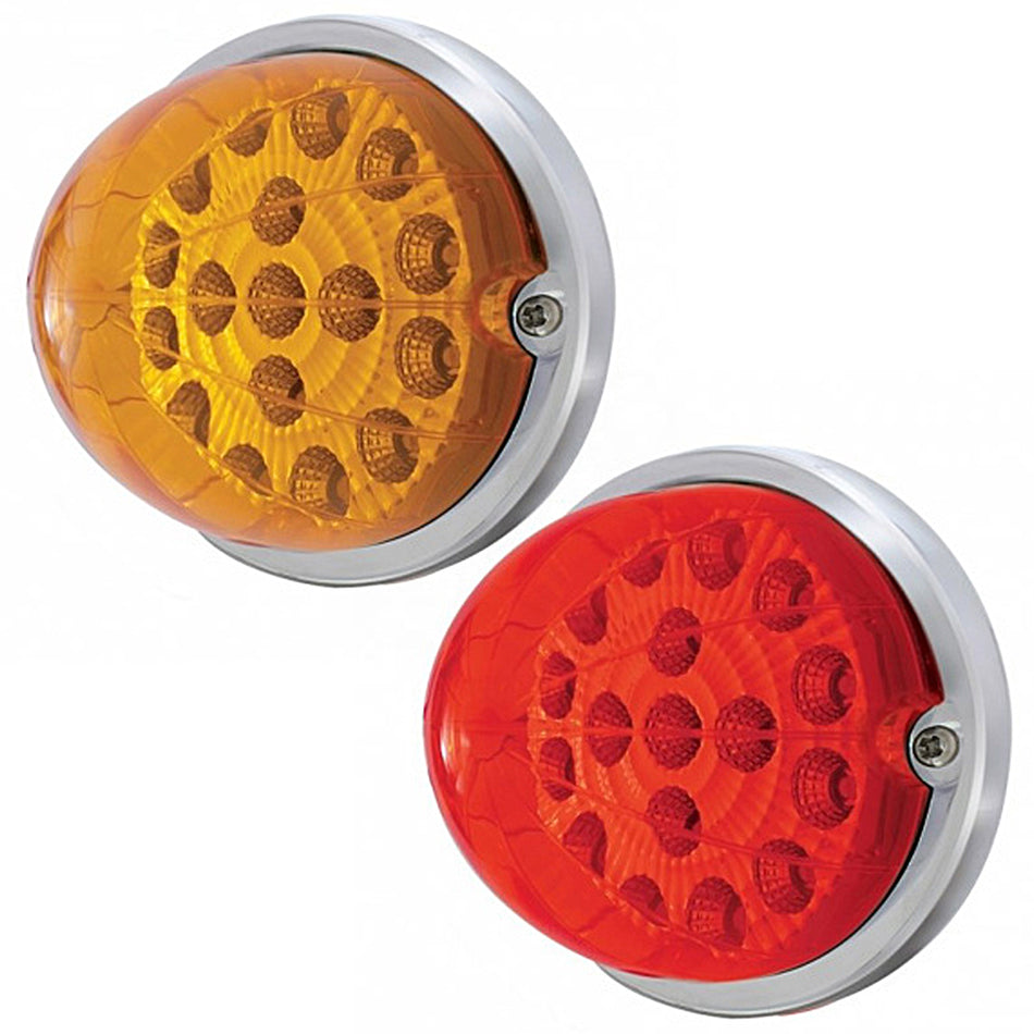 17 LED Watermelon Clear Reflector Flush Mount Kit - Amber or Red LEDs (Amber or Red Lens)