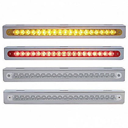 12-3/4" Stainless Steel Light Bracket w/ 19 LED 12" Light Bar - Amber or Red LEDs (Amber, Red or Clear Lens)
