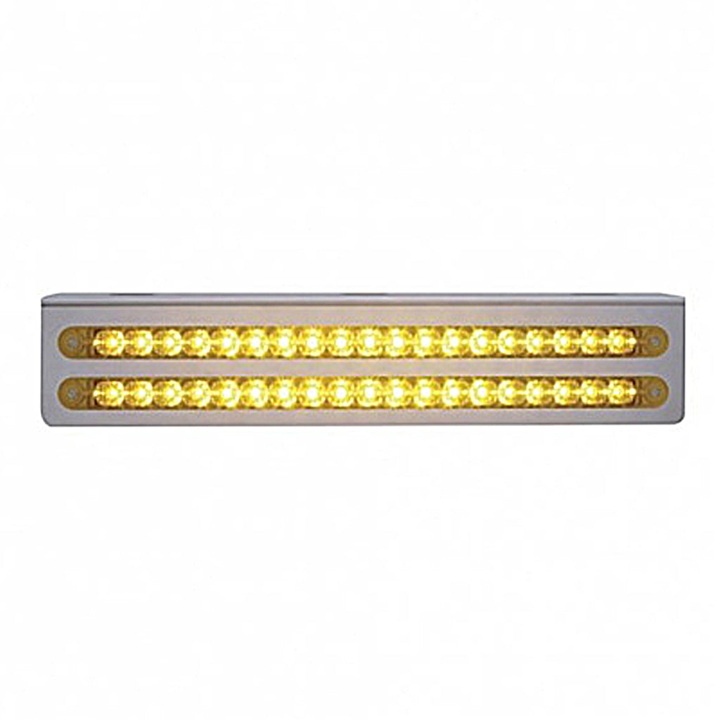 12-3/4" Stainless Light Bracket With 2X 19 LED 12" Light Bars - Amber or Red LEDs (Amber, Red or Clear Lens)