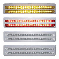 12-3/4" Stainless Light Bracket With 2X 19 LED 12" Light Bars - Amber or Red LEDs (Amber, Red or Clear Lens)
