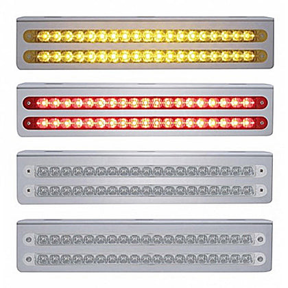 12-3/4" Stainless Light Bracket With 2X 19 LED 12" Light Bars - Amber or Red LEDs (Amber, Red or Clear Lens)