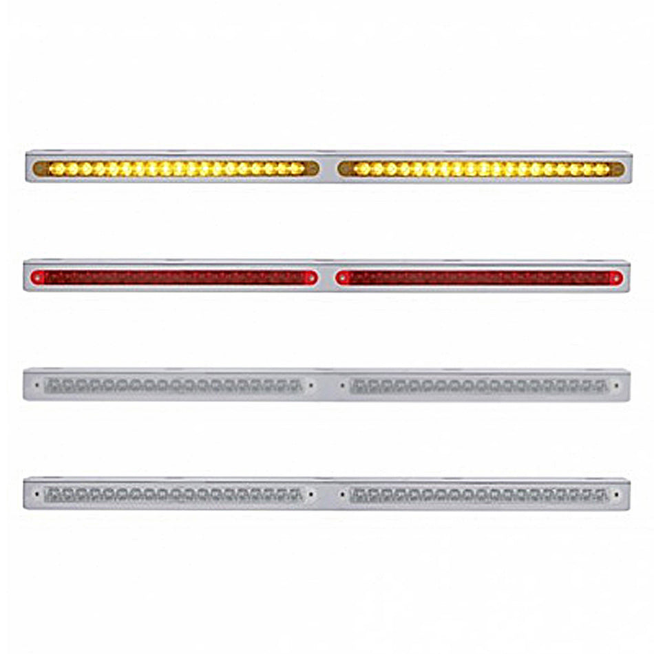 25-5/16" Stainless Light Bracket With 2X 19 LED 12" Light Bars - Amber or Red LEDs (Amber, Red or Clear Lens)
