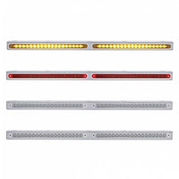 25-5/16" Stainless Light Bracket With 2X 19 LED 12" Light Bars - Amber or Red LEDs (Amber, Red or Clear Lens)