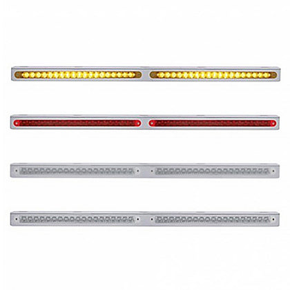 25-5/16" Stainless Light Bracket With 2X 19 LED 12" Light Bars - Amber or Red LEDs (Amber, Red or Clear Lens)