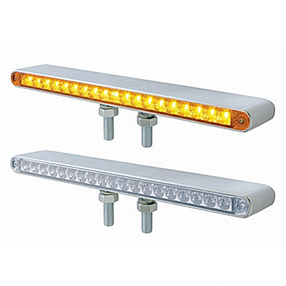 38 LED 12" Reflector Double Face Light Bar - Amber & Red LEDs (Amber & Red or Clear Lens)