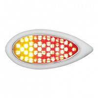 51 LED Duo "Teardrop" Auxiliary/Utility Light With Bezel - Red & Amber LEDs (Clear Lens)