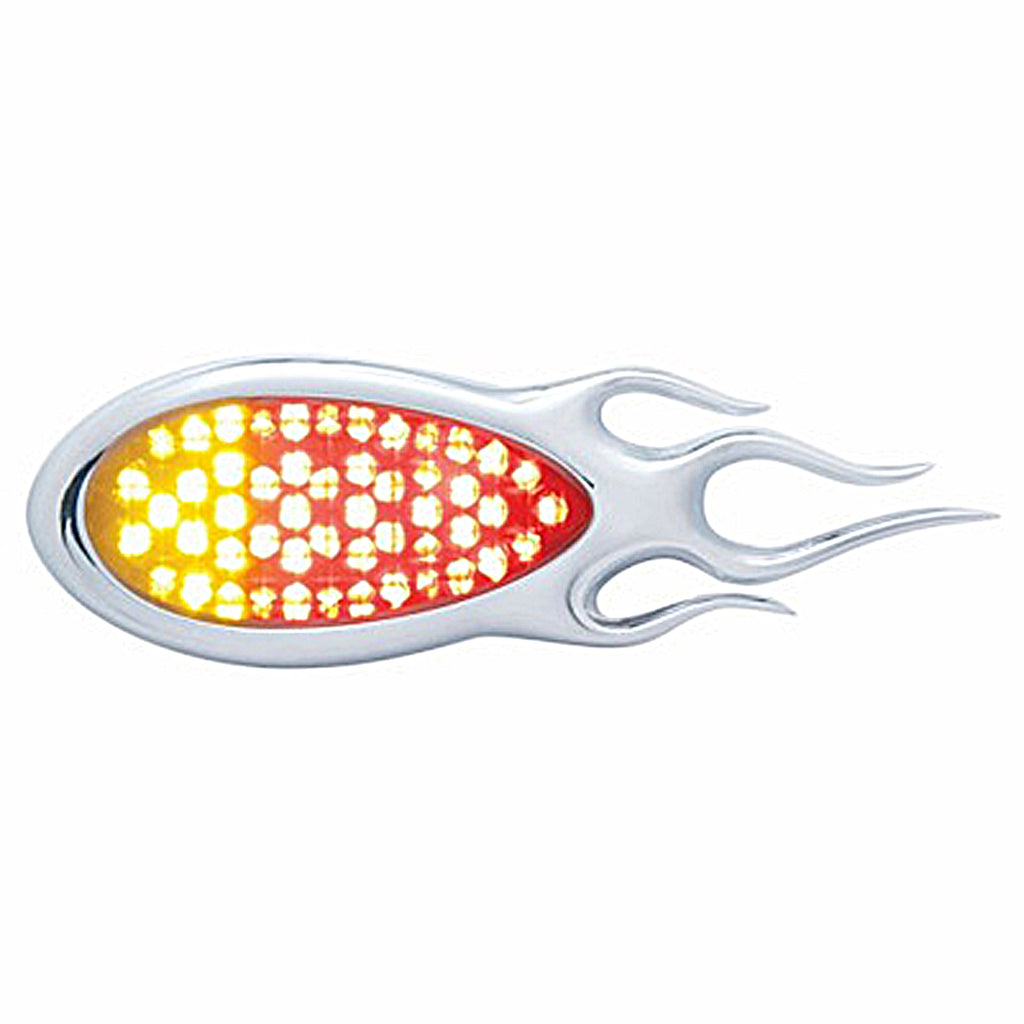 51 LED Duo "Inferno" Auxiliary/Utility Light With Flame Bezel - Red & Amber (Clear Lens)