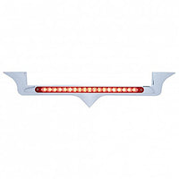 Chrome Hood Emblem Trim w/ 19 LED Reflector Light Bar For Kenworth - Red LEDs (Red or Clear Lens)