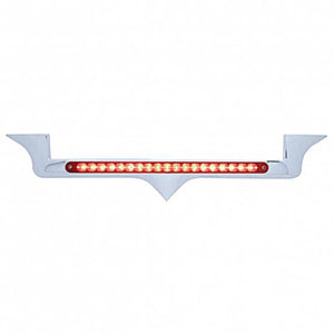 Chrome Hood Emblem Trim w/ 19 LED Reflector Light Bar For Kenworth - Red LEDs (Red or Clear Lens)
