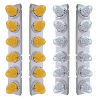 Front Air Cleaner Bracket w/ 12 X 19 LED Watermelon Lights & Bezels For Peterbilt - Amber LEDs (Amber or Clear Lens)