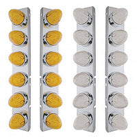 Front Air Cleaner Bracket w/ 12 X 19 LED Beehive Lights & Bezels For Peterbilt - Amber LEDs (Amber or Clear Lens)