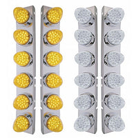 Front Air Cleaner Bracket w/ 12 X 19 LED Reflector Lights & Bezels For Peterbilt - Amber LEDs (Amber or Clear Lens)
