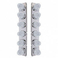 Front Air Cleaner Bracket w/ 12 X 19 LED Reflector Lights & Bezels For Peterbilt - Amber LEDs (Amber or Clear Lens)