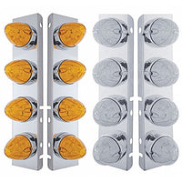 Front Air Cleaner Bracket w/ 8 X 19 LED Watermelon Lights & Bezels For Peterbilt - Amber LEDs (Amber or Clear Lens)