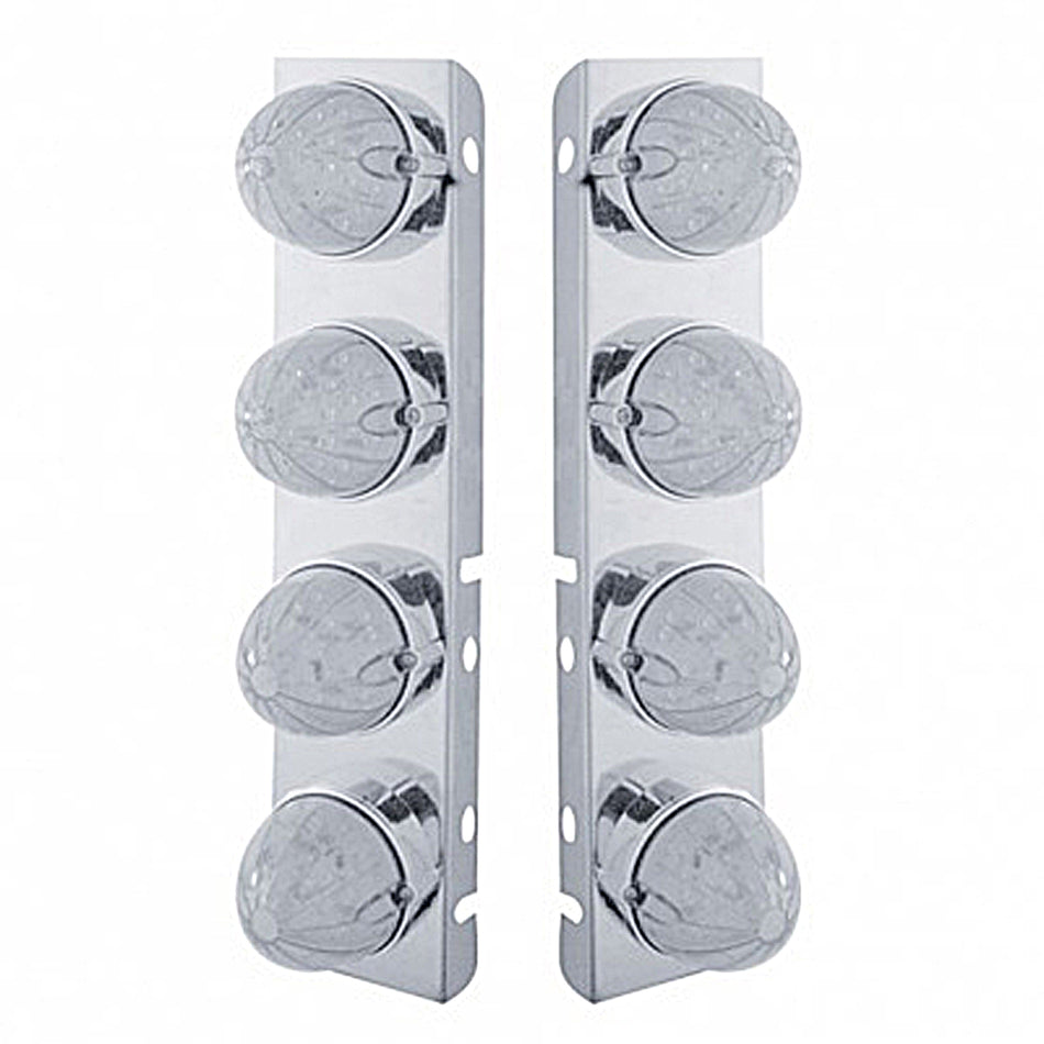 Front Air Cleaner Bracket w/ 8 X 19 LED Watermelon Lights & Bezels For Peterbilt - Amber LEDs (Amber or Clear Lens)