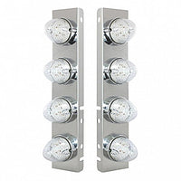 Front Air Cleaner Bracket w/ 8 X 19 LED Beehive Lights & Bezels For Peterbilt - Amber LEDs (Amber or Clear Lens)