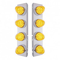 Front Air Cleaner Bracket w/ 8 X 19 LED Reflector Lights & Bezels For Peterbilt - Amber LEDs (Amber or Clear Lens)