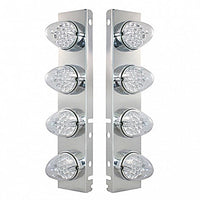 Front Air Cleaner Bracket w/ 8 X 19 LED Reflector Lights & Bezels For Peterbilt - Amber LEDs (Amber or Clear Lens)