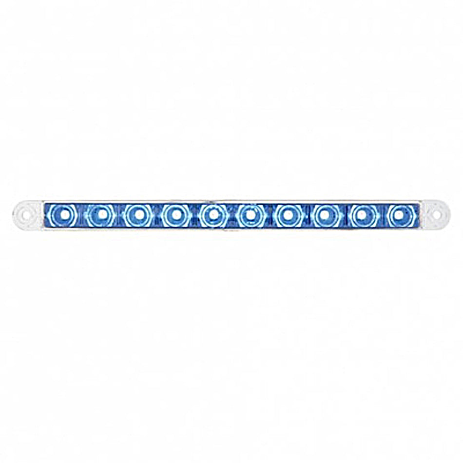 United Pacific - 10 LED 9" Dual Function Light Bar - Blue or White LEDs (Clear Lens)