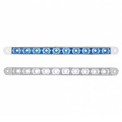 United Pacific - 10 LED 9" Dual Function Light Bar - Blue or White LEDs (Clear Lens)