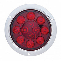 12 LED 4" Round Flange Mount Light (Stop, Turn & Tail) - Red LEDs (Red Lens)