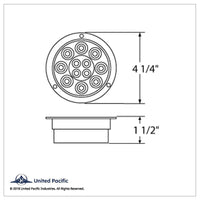 12 LED 4" Round Flange Mount Light (Stop, Turn & Tail) - Red LEDs (Red Lens)
