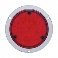 10 LED 4" Round Flange Mount Light (Stop, Turn & Tail) - Red LEDs (Red or Clear Lens)