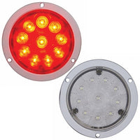 10 LED 4" Round Flange Mount Light (Stop, Turn & Tail) - Red LEDs (Red or Clear Lens)