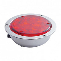 10 LED 4" Round Flange Mount Light (Stop, Turn & Tail) - Red LEDs (Red or Clear Lens)