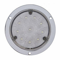 10 LED 4" Round Flange Mount Light (Stop, Turn & Tail) - Red LEDs (Red or Clear Lens)