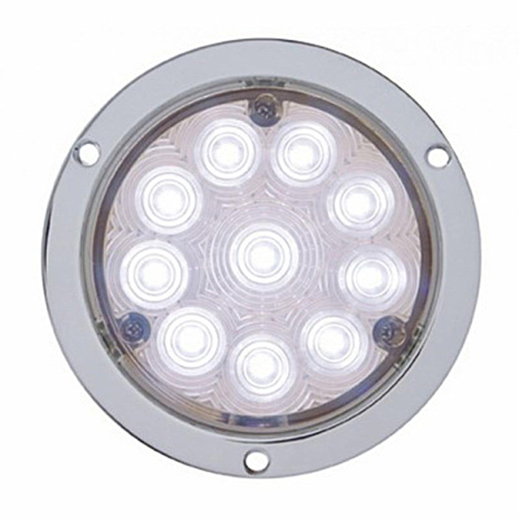 United Pacific - 10 LED 4" Flange Mount Back-Up Light - White LEDs (Clear Lens)